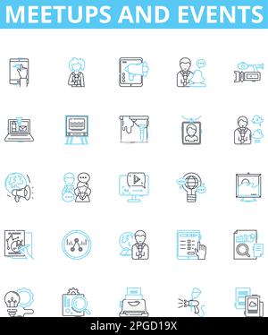 Meetups and events vector line icons set. Meetups, Events, Gatherings ...