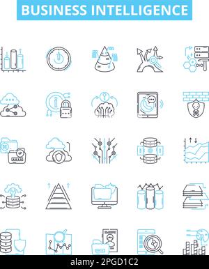 Business intelligence vector line icons set. Business, Intelligence, Analytics, Data, Technology, Decision-making, Intelligence-driven illustration Stock Vector