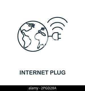 Internet Plug line icon. Element sign from networking collection. Internet Plug outline icon sign for web design, infographics and more. Stock Vector