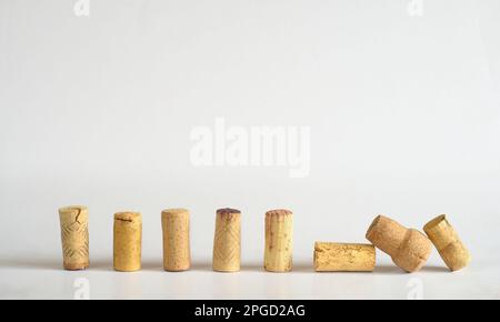 collection of wine corks, isolated on white background Stock Photo