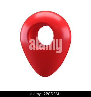 Red glossy map geo tag pin isolated on white background. 3d rendering ...