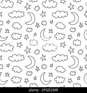 Doodle sleep night items seamless pattern Stock Vector