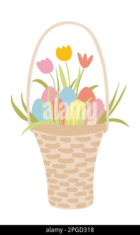 Easter basket with eggs Stock Vector