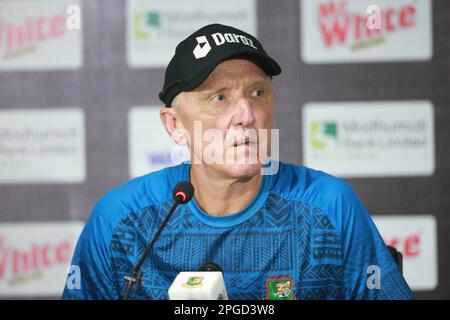 Allan Donald, Bangladesh batting coach attends pre-match press conference at Sylhet International Stadium conference Hall, lakkatura, Sylhet, Banglade Stock Photo