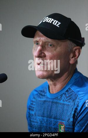 Allan Donald, Bangladesh batting coach attends pre-match press conference at Sylhet International Stadium conference Hall, lakkatura, Sylhet, Banglade Stock Photo