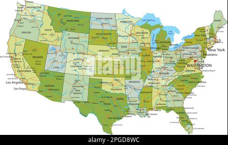 New Mexico - Highly detailed editable political map with labeling Stock ...