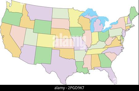 United States of America - Highly detailed editable political map with labeling. Stock Vector
