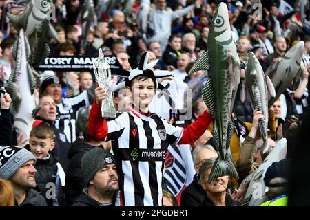 Grimsby Town fans are seen with Harry the Haddock inflatables - Brighton & Hove Albion v Grimsby Town, The Emirates FA Cup Quarter Final, Amex Stadium, Brighton, UK - 19th March 2023  Editorial Use Only - DataCo restrictions apply Stock Photo