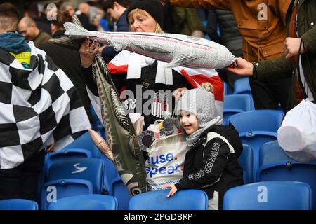 Harry Haddock Inflatable Grimsby Town fans are seen with Harry the Haddock inflatables ...