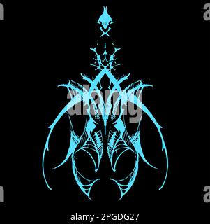 abstract neon butterfly, logo, vector with wings, sketch style Stock Vector