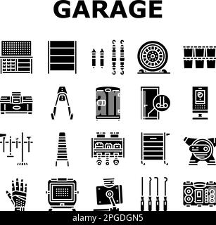 garage tools service auto repair icons set vector Stock Vector