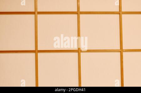 Japanese paper and wooden wall in room Stock Photo