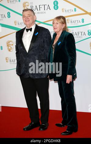 Brendan Gleeson and Mary Gleeson attend the EE BAFTA Film Awards 2023 at The Royal Festival Hall in London. Stock Photo