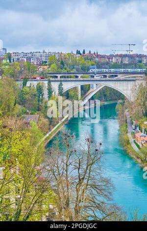 Lorrainebrucke and Lorraineviadukt bridges in Bern - Switzerland Stock ...