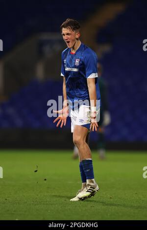 Finley Barbrook of Ipswich Town celebrates after he scores for 1-0 - Ipswich Town v West Ham United, FA Youth Cup Sixth Round, Portman Road, Ipswich, UK - 22nd February 2023 Stock Photo