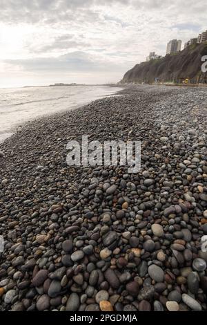 details of rocks on the beach in the background natural landscape, panoramic scene, tropical tourist destination at day, latin america place Stock Photo