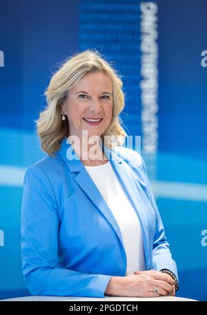 Munich, Germany. 22nd Mar, 2023. Katja Wildermuth, Director-General of Bayerischer Rundfunk (BR), during a photo session for Deutsche Presse Agentur at the Bavarian Broadcasting Corporation's (BR) broadcasting center. Credit: Peter Kneffel/dpa/Alamy Live News Stock Photo