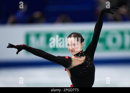 Saitama, Japan. 22nd Mar, 2023. Isabeau Levito of the United States performs during the women short program at the ISU Wrold Figure Skating Championships at Saitama Super Arena in Saitama, Japan, March 22, 2023. Credit: Zhang Xiaoyu/Xinhua/Alamy Live News Stock Photo