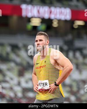 ARCHIVE PHOTO: Johannes VETTER will be 30 years old on March 26, 2023, Johannes VETTER (Germany/ 9th place) disappointed, athletics, men's javelin throw final, men's javelin throw final, on August 7th, 2021, 2020 Summer Olympics, from July 23rd. - 08.08.2021 in Tokyo/Japan. Â Stock Photo