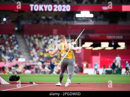 ARCHIVE PHOTO: Johannes VETTER will be 30 years old on March 26, 2023, Johannes VETTER (Germany/ 9th place), action, athletics, men's javelin throw final, men's javelin throw final, on August 7th, 2021 2020 Summer Olympics, from 23.07. - 08.08.2021 in Tokyo/Japan. ? Stock Photo