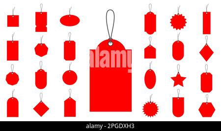 Clean white paper price tags or gift tags of various shapes. Stock Vector