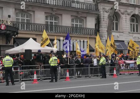 London, UK. 22nd March, 2023.persons at the Indian High Commission protesting Sikh rights 2023. Credit Known Studio/Alamy Live News Stock Photo