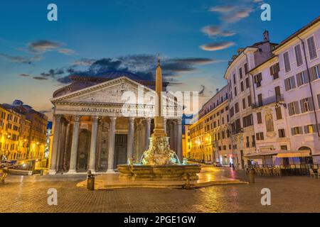 Rome Italy, sunrise city skyline at Rome Pantheon Stock Photo