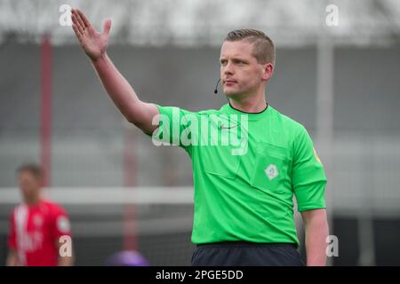 Hengelo, Netherlands. 22nd Mar, 2023. HENGELO, NETHERLANDS - MARCH 22:  Myron Bostdorp of FC Twente looks on during the International Club Friendly  match between FC Twente and VFL Bochum at Trainingscomplex Hengelo