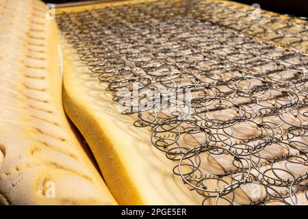 The internal structure of the spring mattress. Old box-spring mattress ...