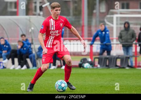 Hengelo, Netherlands. 22nd Mar, 2023. HENGELO, NETHERLANDS - MARCH 22:  Myron Bostdorp of FC Twente looks on during the International Club Friendly  match between FC Twente and VFL Bochum at Trainingscomplex Hengelo