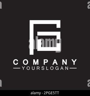 Alphabet letters monogram logo CF,FC,C and F, elegant and Professional white color letter icon design on black background. Stock Vector