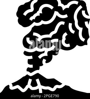 volcanic smoke glyph icon vector illustration Stock Vector
