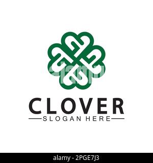 Four Leaf Clover Ornamental Logo Template Illustration Design. Stock Vector