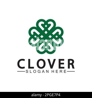 Four Leaf Clover Ornamental Logo Template Illustration Design. Stock Vector