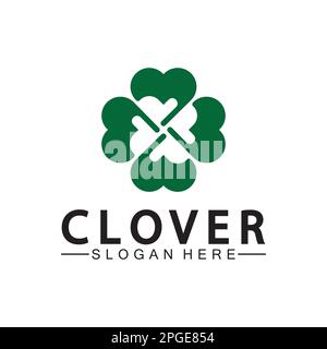 Four Leaf Clover Ornamental Logo Template Illustration Design. Stock Vector
