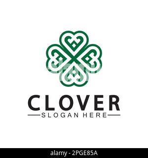 Four Leaf Clover Ornamental Logo Template Illustration Design. Stock Vector