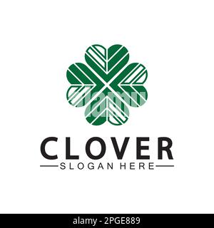 Four Leaf Clover Ornamental Logo Template Illustration Design. Stock Vector