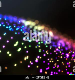 Neon colored dust with some bokeh and on a black background. Stock Photo