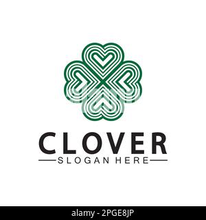 Four Leaf Clover Ornamental Logo Template Illustration Design. Stock Vector