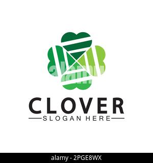 Four Leaf Clover Ornamental Logo Template Illustration Design. Stock Vector