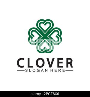 Four Leaf Clover Ornamental Logo Template Illustration Design. Stock Vector