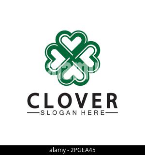 Four Leaf Clover Ornamental Logo Template Illustration Design. Stock Vector
