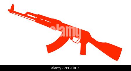 Silhouette of an AK 47 assault rifle on a white background.  Stock Vector