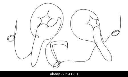 Two maracas with stars in one line on a white background. Stock Vector