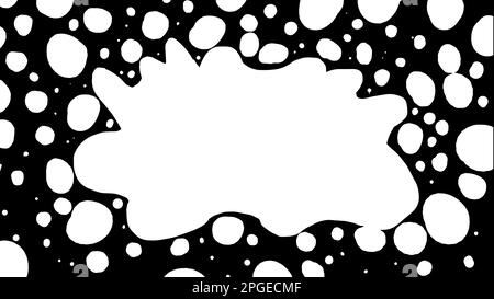 White blot with small particles on a black background.  Stock Vector