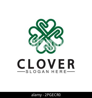 Four Leaf Clover Ornamental Logo Template Illustration Design. Stock Vector