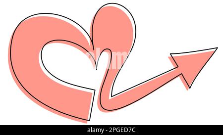 Arrow in the shape of a heart with upward movement. Stock Vector