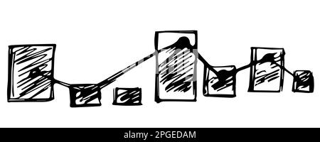 Bars of graphs in doodle style on a white background.  Stock Vector