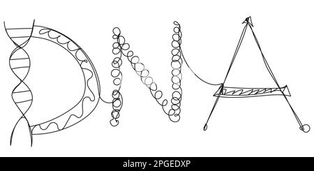 DNA lettering one line Stock Vector