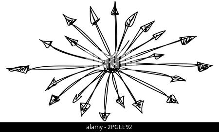 Doodle arrows diverging in different directions.  Stock Vector